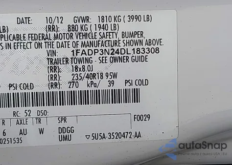 2013 Ford Focus Titanium из США, поврежденный, VIN 1FADP3N24DL183308